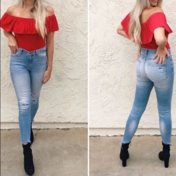 Honey Punch • Off the Shoulder Flounce Bodysuit - Picture 2 of 6